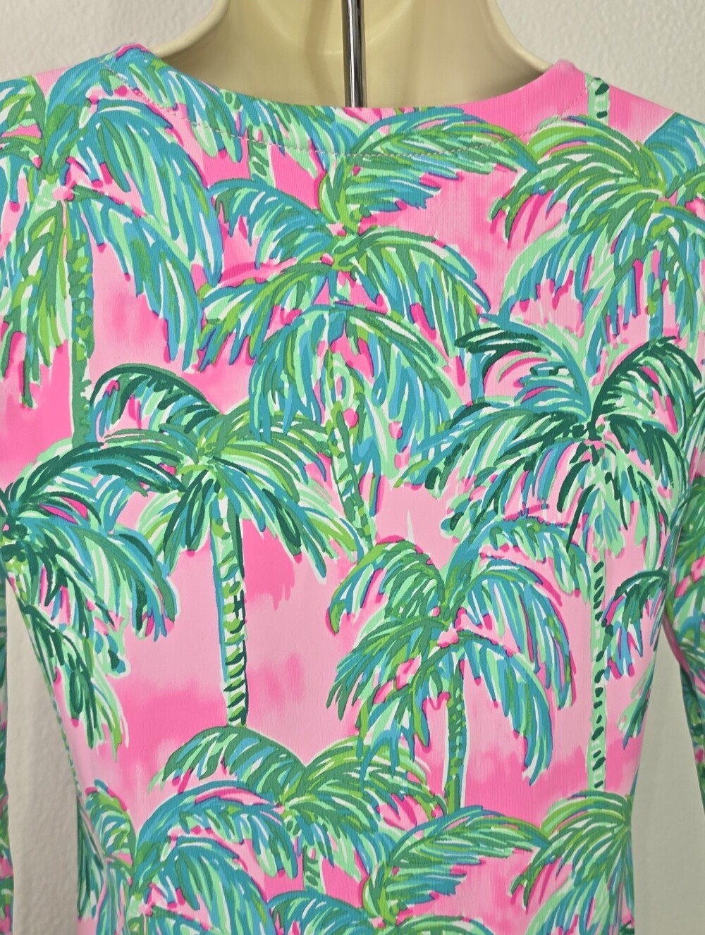 Lilly Pulitzer Top Karina Chilly Palm-Print V-Neck Bracelet Sleeve Green XXS - Picture 6 of 15